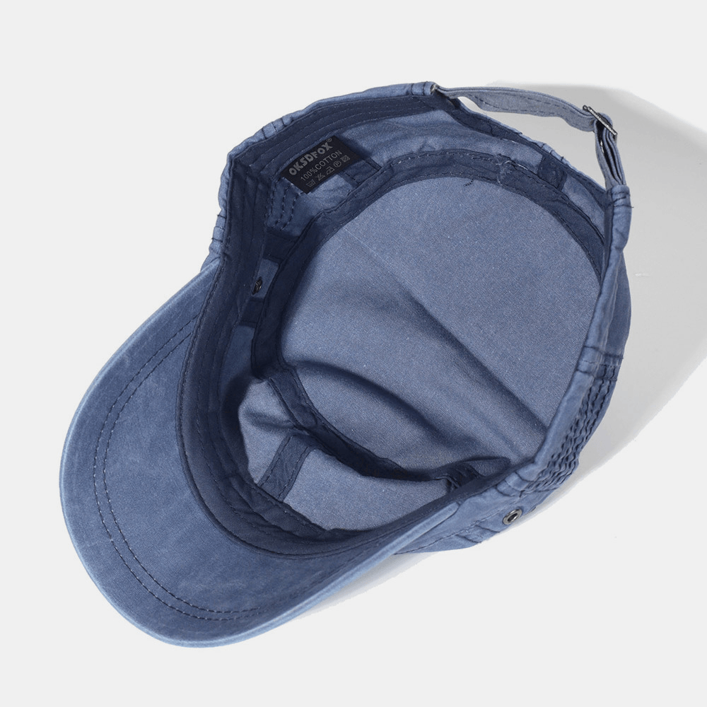 Mosrugs | Adjustable Washed Cotton Military Flat Cap for Men – Classic Army Style Hat