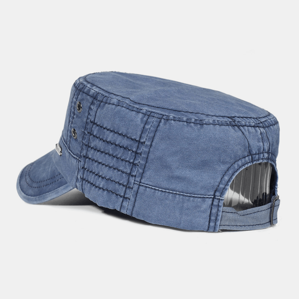 Mosrugs | Adjustable Washed Cotton Military Flat Cap for Men – Classic Army Style Hat