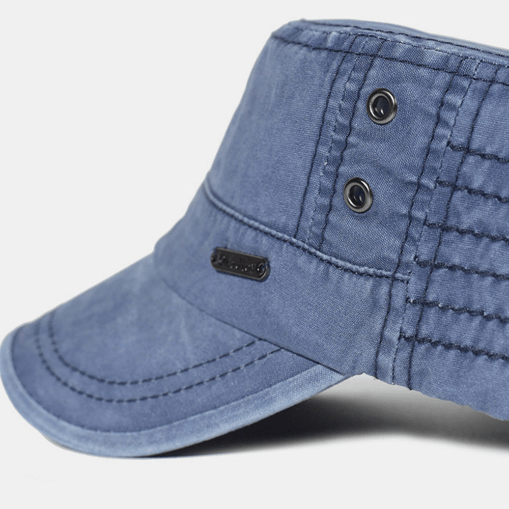 Mosrugs | Adjustable Washed Cotton Military Flat Cap for Men – Classic Army Style Hat