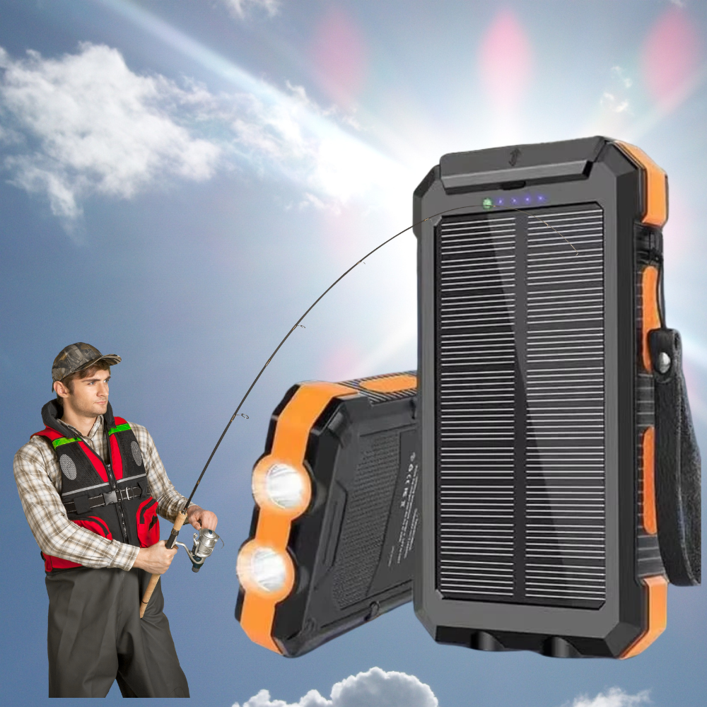 Mosrugs | Fishing Power Bank 50000 mah Waterproof Solar Charger | Fishing Battery Pack with USB-C Fast Charging & LED Light