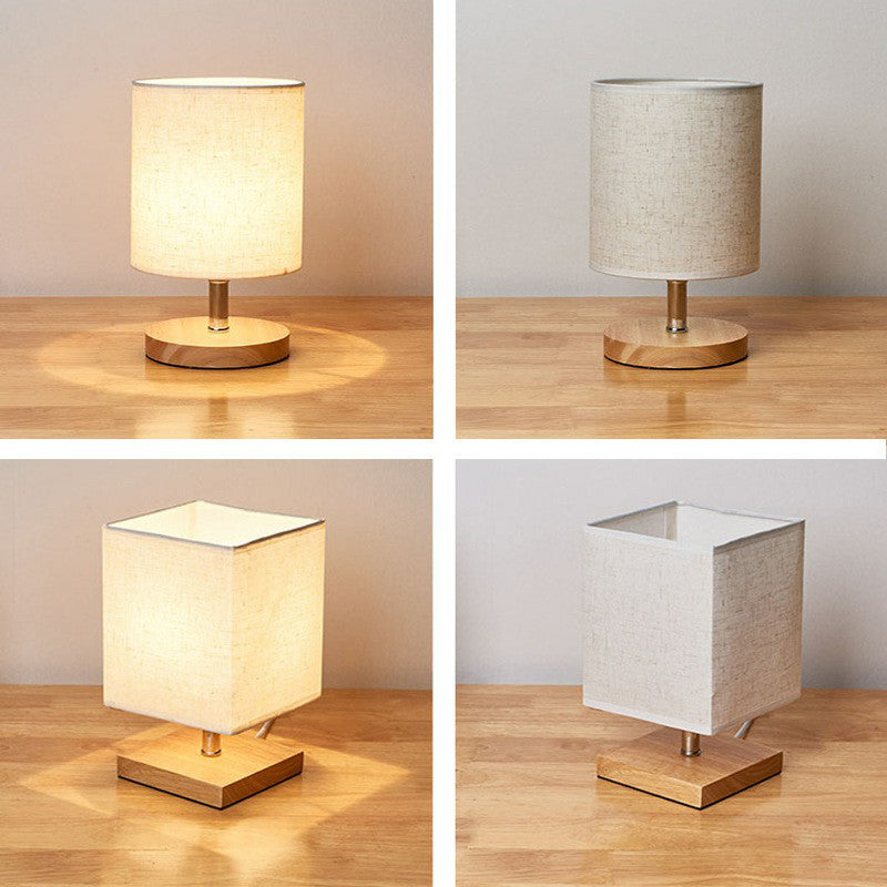 Mosrugs | LinenWood Minimalist Table Lamp – Natural Wooden Base & Linen Shade for Warm, Modern Lighting