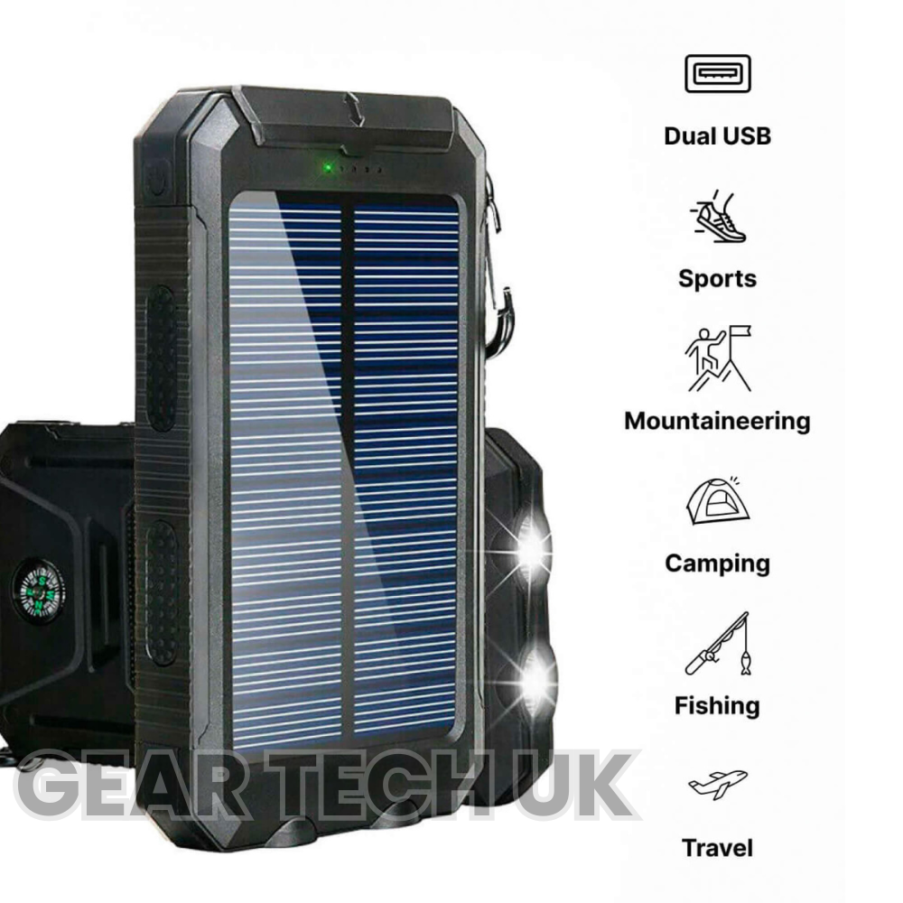Mosrugs | Fishing Power Bank 50000 mah Waterproof Solar Charger | Fishing Battery Pack with USB-C Fast Charging & LED Light