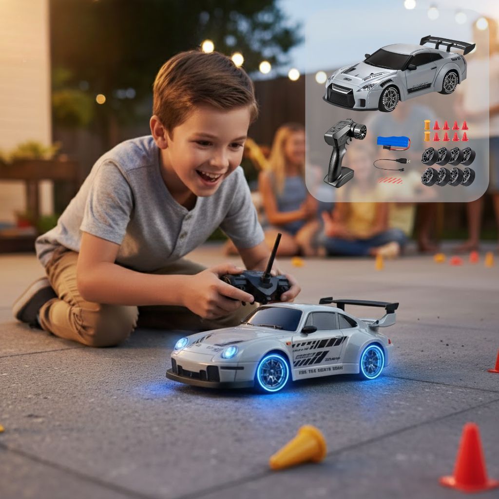 Mosrugs | 1:24 RC Drift Car | 4WD, LED Wheels & USB Rechargeable for Indoor and Outdoor Racing Fun