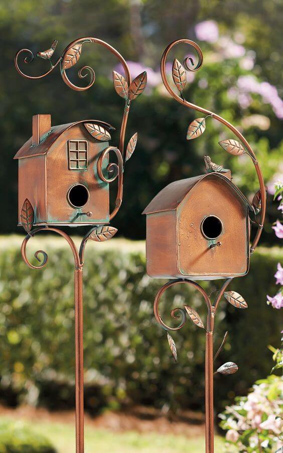 Mosrugs | Metal Garden Birdhouse Stake – Decorative Outdoor Bird House with Rustic Charm