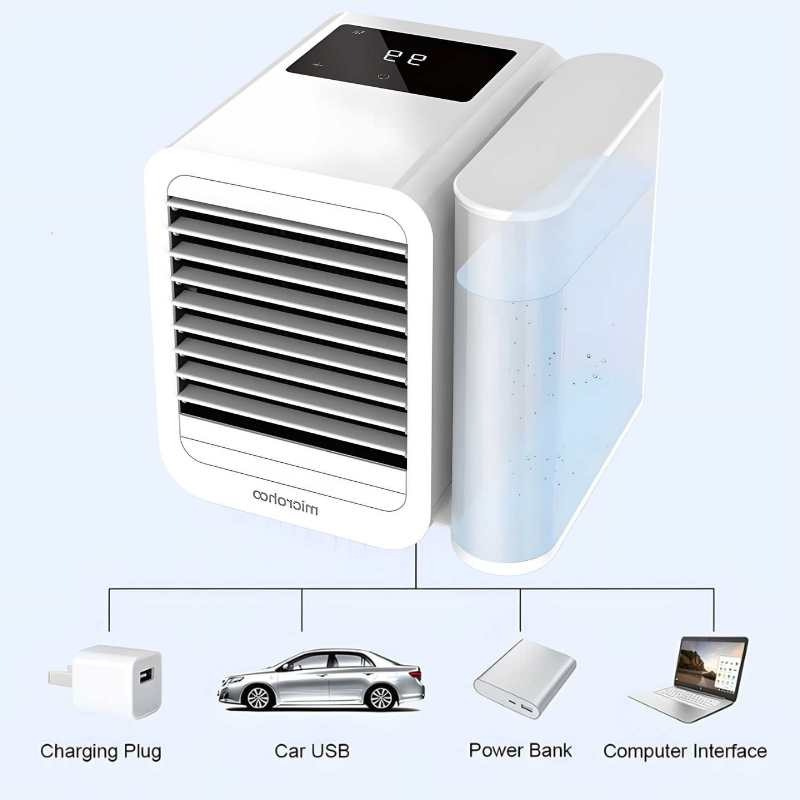 Mosrugs | Hexton | Portable MicroCool Mini Air Conditioner with 1000ml Water Tank | Personal Cooling & Humidifier