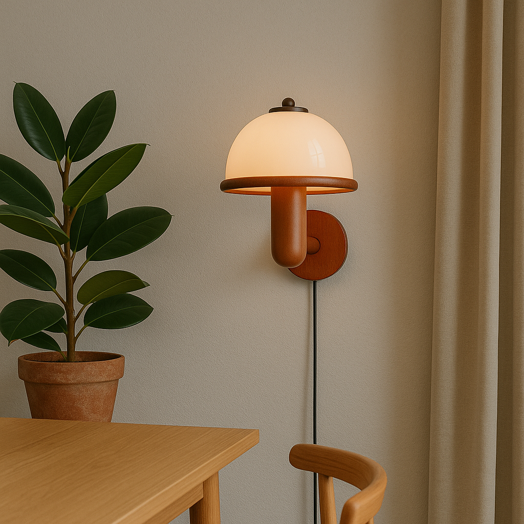 Mosrugs | NordShroom | Wooden Wall Lamp in Scandinavian Mushroom Style