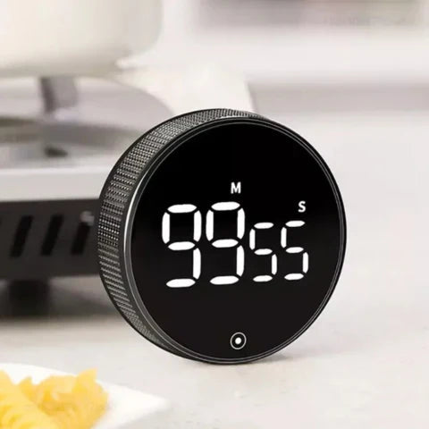 Mosrugs | SmartTime Kitchen Timer | Easy One-Twist Operation, Large LED Display & Adjustable Alarm for Cooking, Studying & Classroom Use