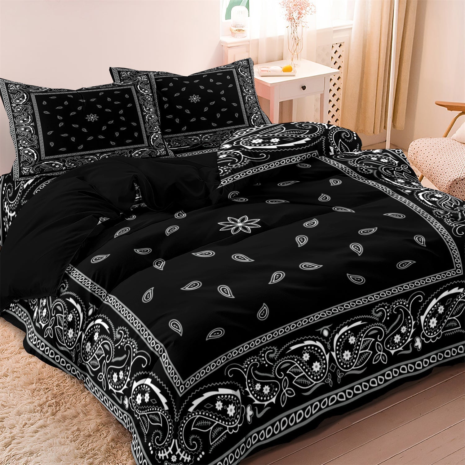 Mosrugs | PaisleyAura - Floral Mandala Bedding Set
