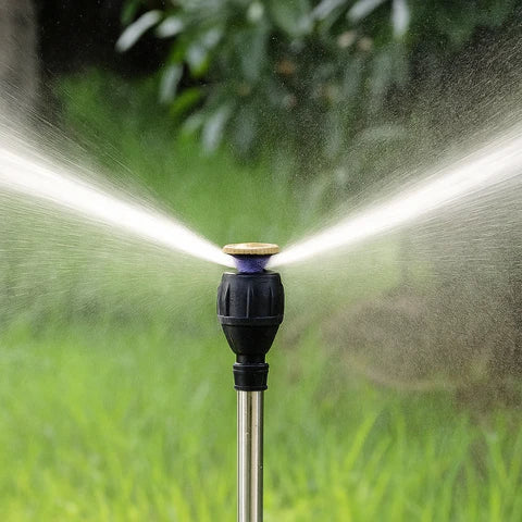 Mosrugs | High-Pressure Rotating Tripod Sprinkler | 360° Coverage, Adjustable Height & Quick Setup for Garden Care and Summer Fun
