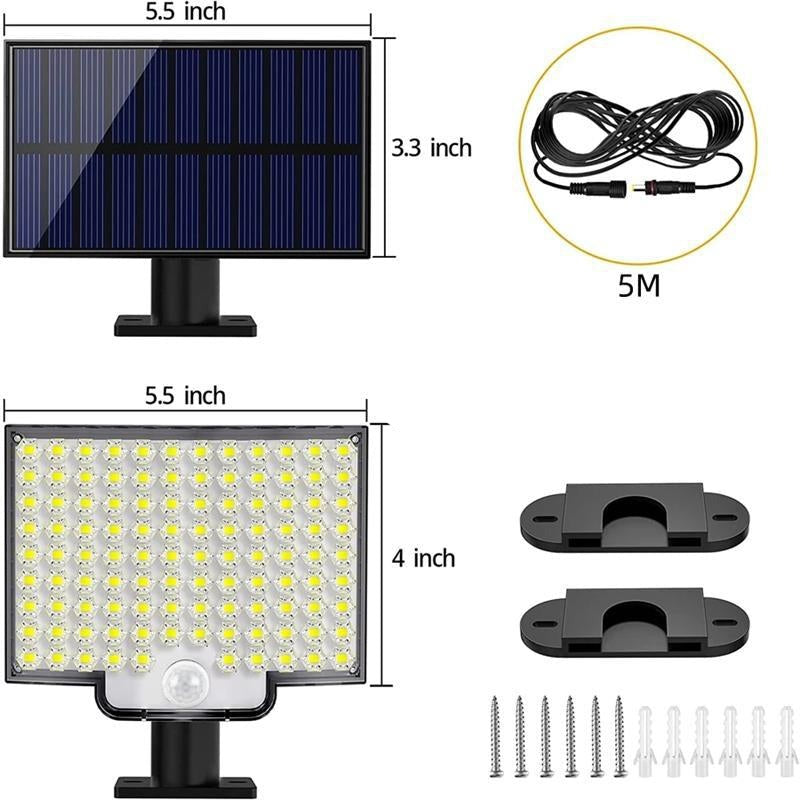 Mosrugs | 106 LED Outdoor Solar Security Light with Motion Sensor – Waterproof Wall Light for Garden, Driveway & Patio