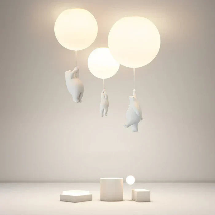 Mosrugs | CloudBear Kids Ceiling Light – Bear & Balloon LED Pendant Lamp for Nursery and Bedroom Decor