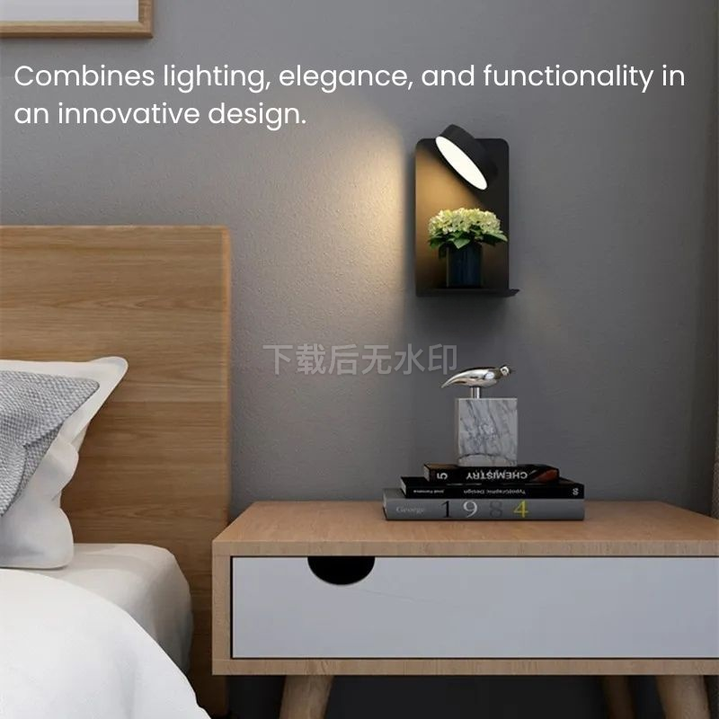 Mosrugs | LED Wall Light with Shelf | Soft Glow, Modern Design & Ideal for Creating a Festive Atmosphere in Your Bedroom