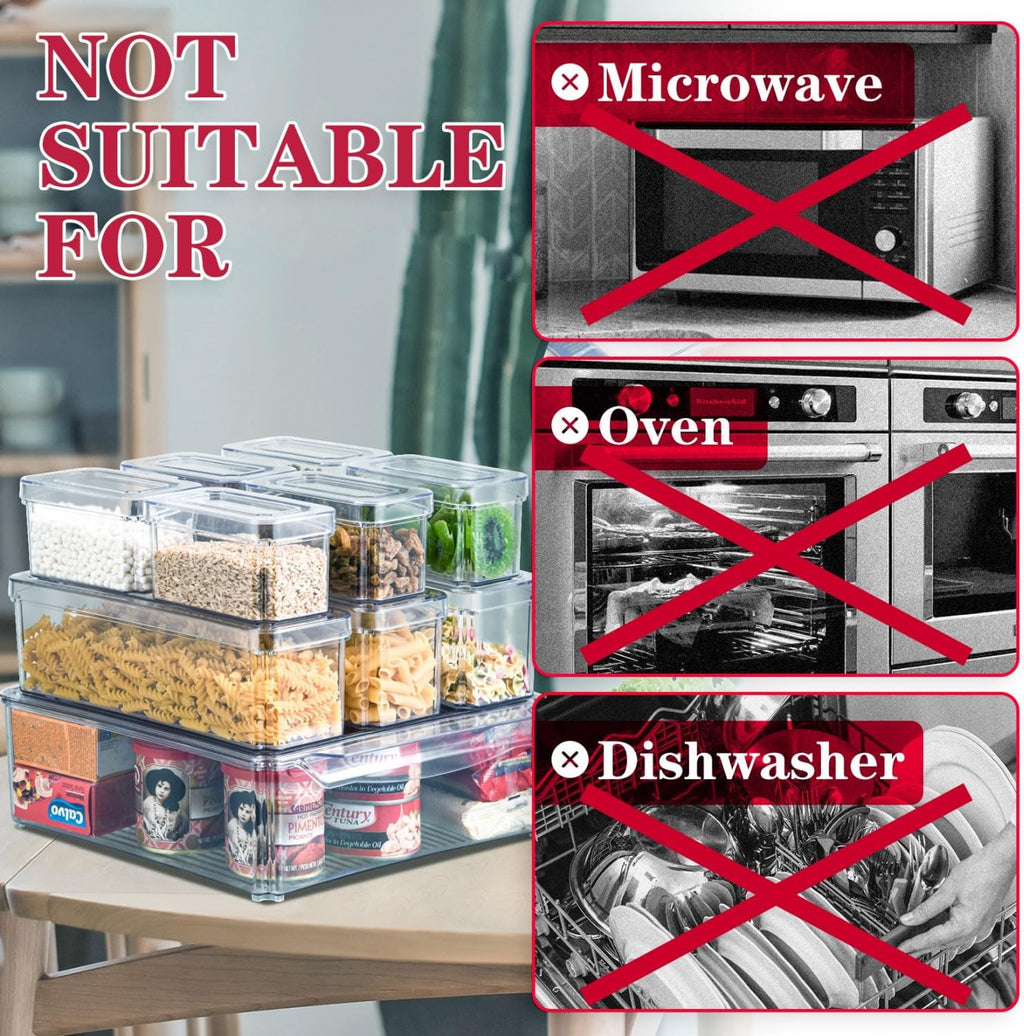Mosrugs | Stackable Fridge Organiser Set – 10 Clear Storage Boxes for Freshness & Kitchen Order