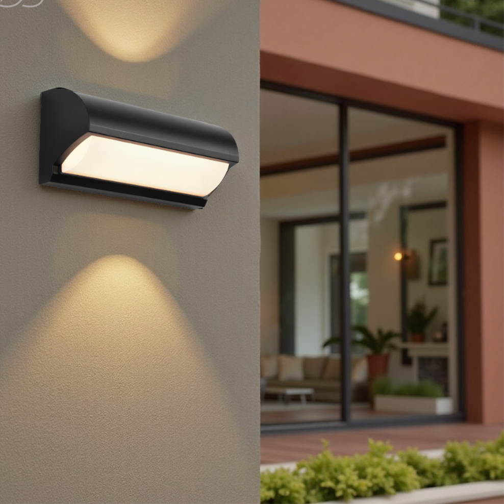 Mosrugs | Modern Black Outdoor LED Wall Light – Weatherproof Warm Lighting for Garden, Patio & Entryways