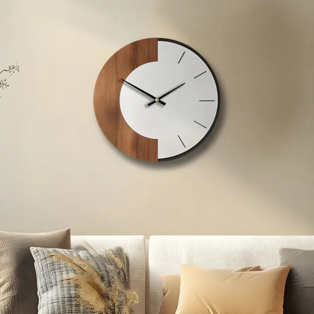 Mosrugs | Oud – Large Wooden Wall Clock | Silent Modern Home Décor