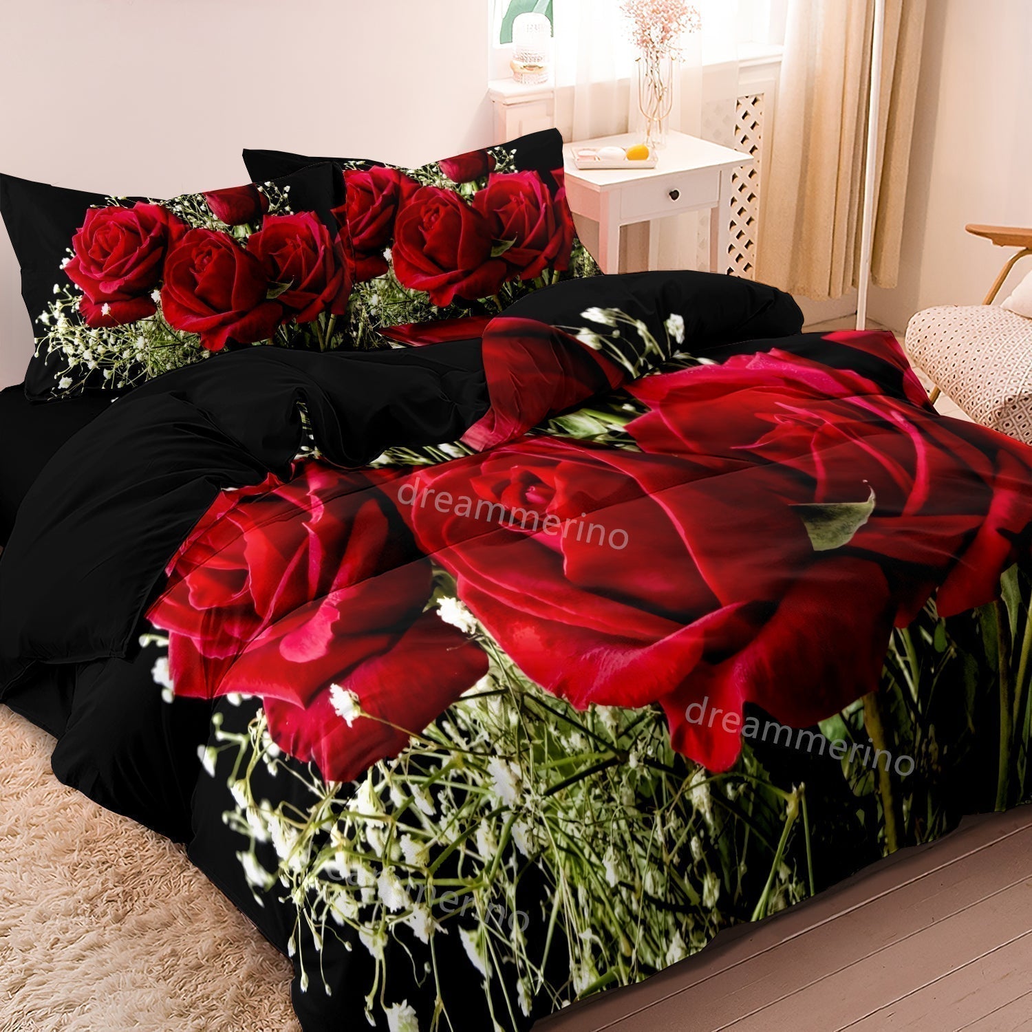 Mosrugs | PetalWhispers - Romantic Rose Bed Linen