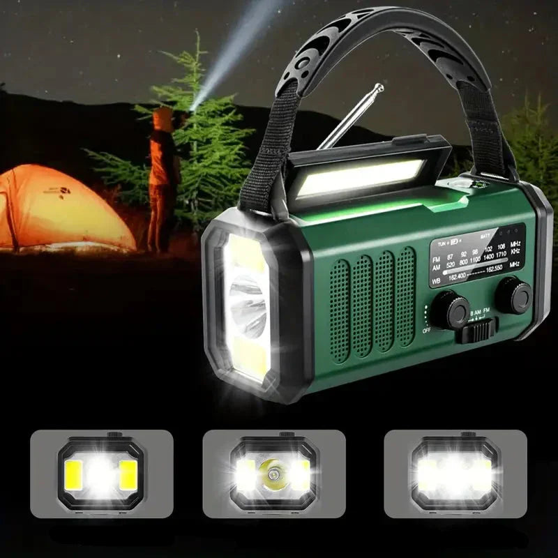 Mosrugs | Solar Emergency Radio with Power Bank – Hand Crank & LED Torch for Camping and Outdoor Use