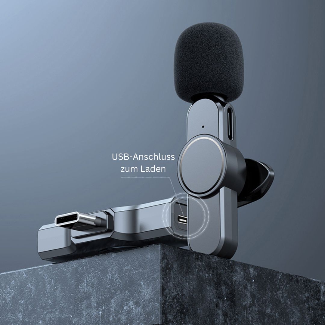 Mosrugs | Wireless Mini Microphone for Smartphone – Lavalier Mic with Noise Reduction & 10h Battery