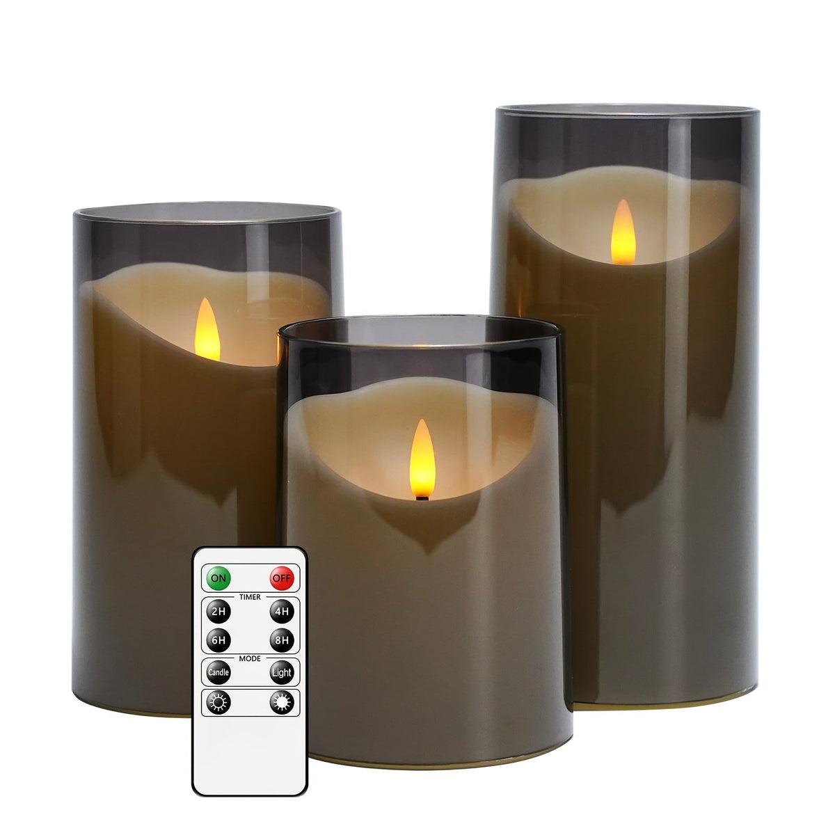 Mosrugs | CandleAura - LED Grey Candles with Realistic Flame