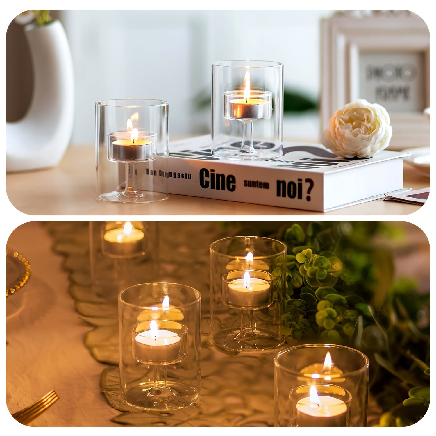 Mosrugs | PureLight - Trio of Transparent Candle Holders for Elegant Tables