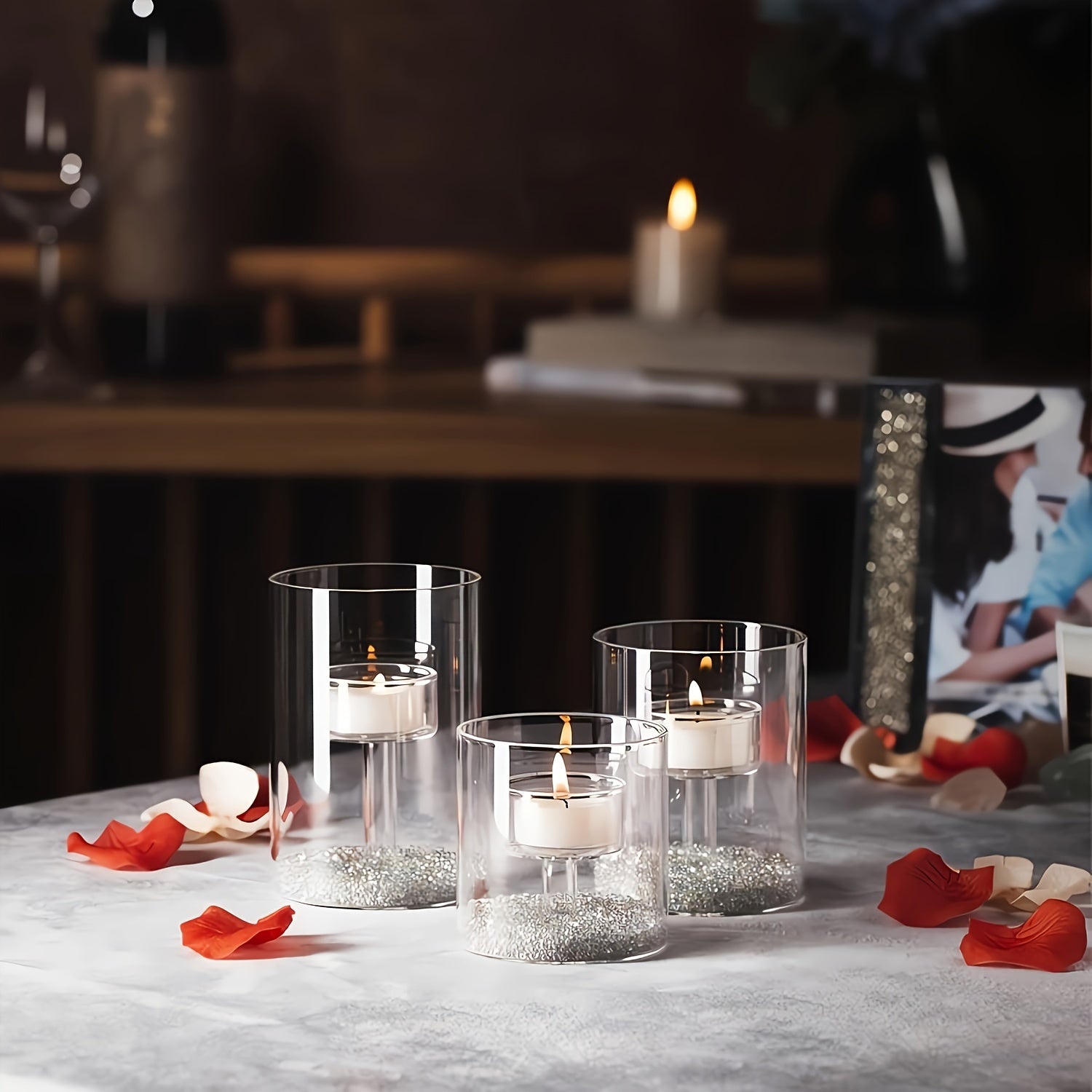 Mosrugs | PureLight - Trio of Transparent Candle Holders for Elegant Tables