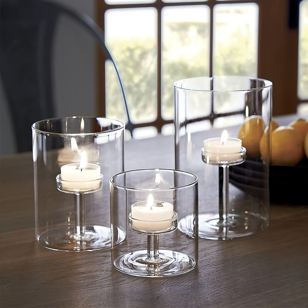 Mosrugs | PureLight - Trio of Transparent Candle Holders for Elegant Tables