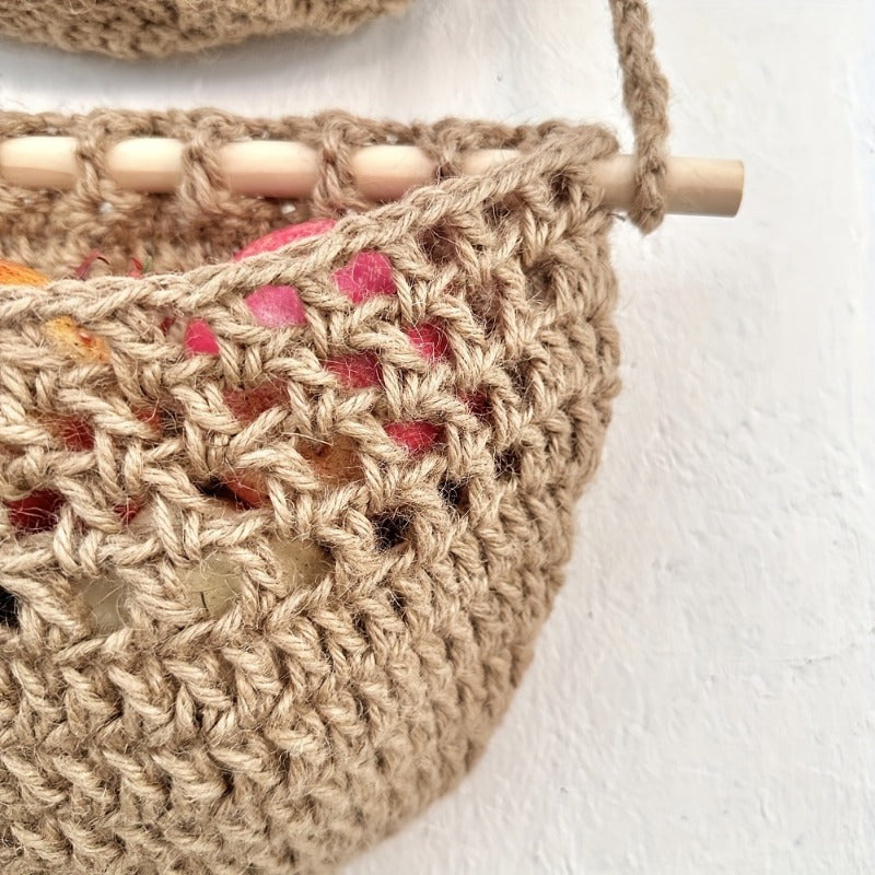 Mosrugs | BohoHaven - Woven Wall Basket with 6 Hooks