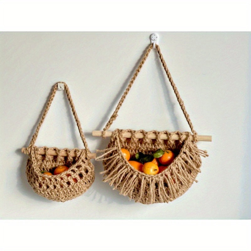 Mosrugs | BohoHaven - Woven Wall Basket with 6 Hooks