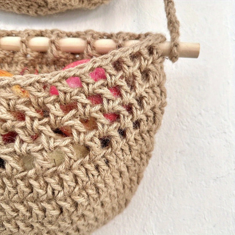 Mosrugs | BohoHaven - Woven Wall Basket with 6 Hooks