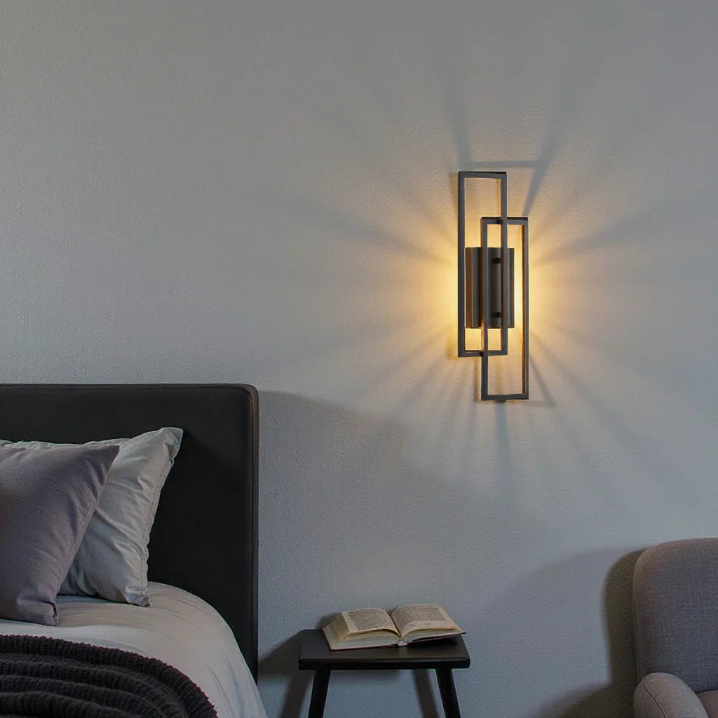 Mosrugs | Modern Geometric LED Wall Light – Rectangle Design with Remote Dimming (Black or Copper Finish)