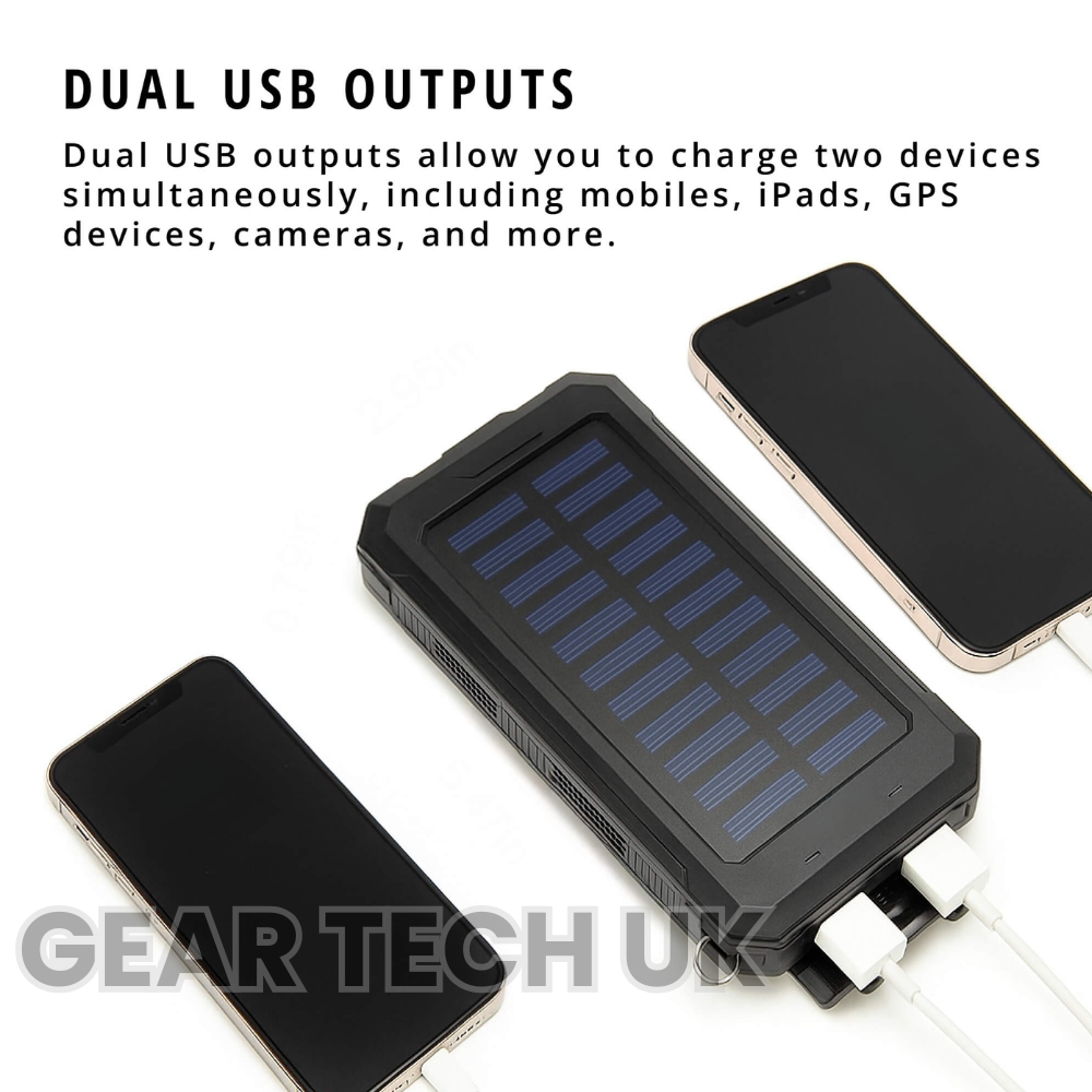 Mosrugs | Fishing Power Bank 50000 mah Waterproof Solar Charger | Fishing Battery Pack with USB-C Fast Charging & LED Light