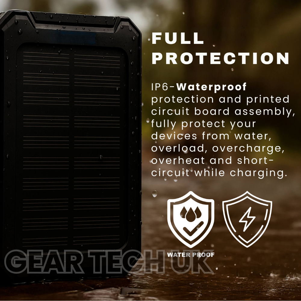 Mosrugs | Fishing Power Bank 50000 mah Waterproof Solar Charger | Fishing Battery Pack with USB-C Fast Charging & LED Light
