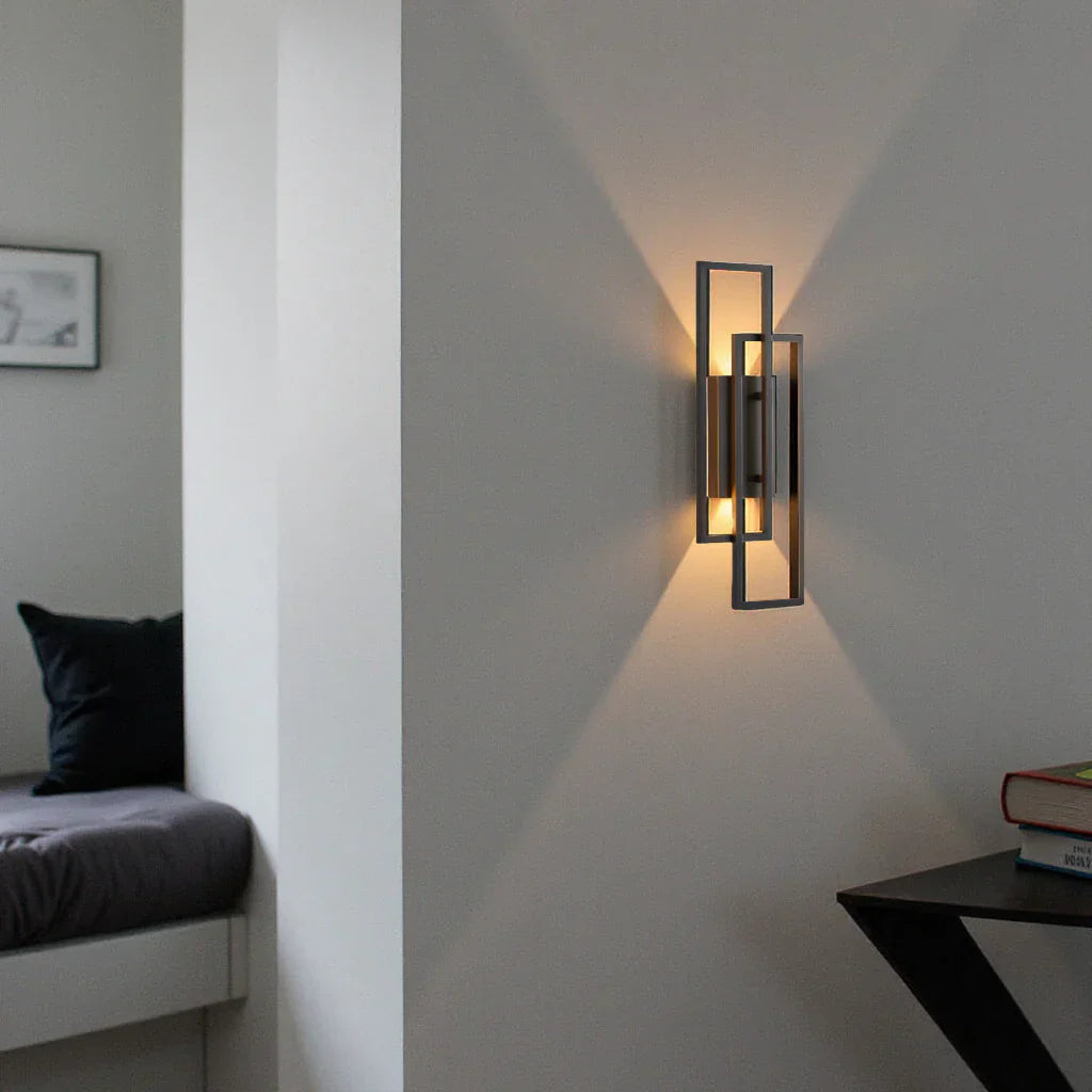 Mosrugs | Modern Geometric LED Wall Light – Rectangle Design with Remote Dimming (Black or Copper Finish)