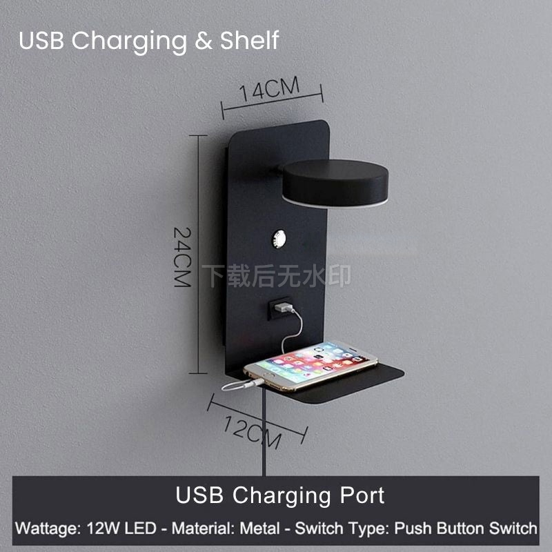 Mosrugs | LED Wall Light with Shelf | Soft Glow, Modern Design & Ideal for Creating a Festive Atmosphere in Your Bedroom