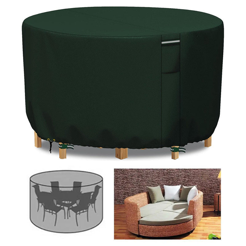 Mosrugs | Round Waterproof Garden Furniture Cover | Heavy-Duty, UV-Resistant & Adjustable for Outdoor Tables and Chairs