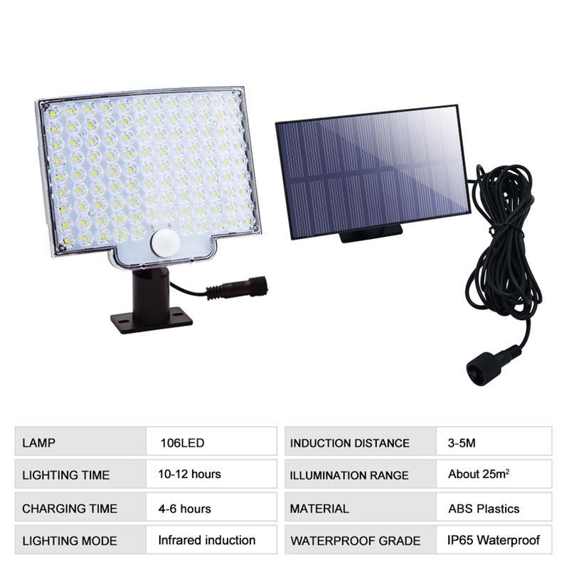 Mosrugs | 106 LED Outdoor Solar Security Light with Motion Sensor – Waterproof Wall Light for Garden, Driveway & Patio