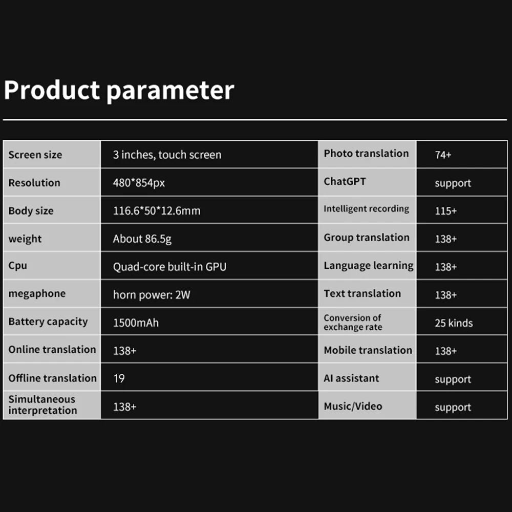 Mosrugs | S80 Pro Portable Language Translator – 138 Language Voice Translation, 16 Offline Modes & ChatGPT Integration