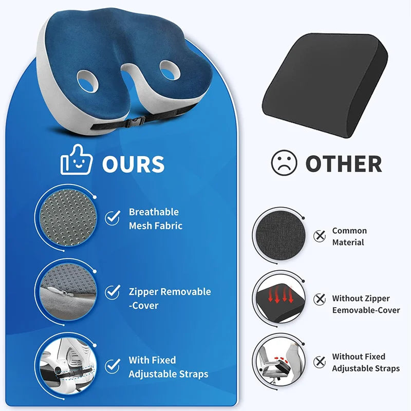 Mosrugs | Adjustable Memory Foam Sit Bone Relief Seat Cushion