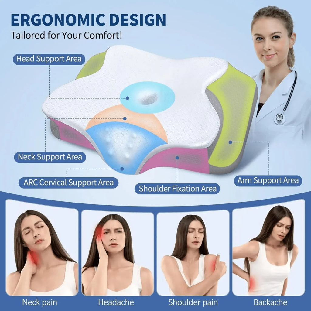 Mosrugs | Butterfly Memory Foam Pillow - Orthopedic Pain Relief Shaped Pillow
