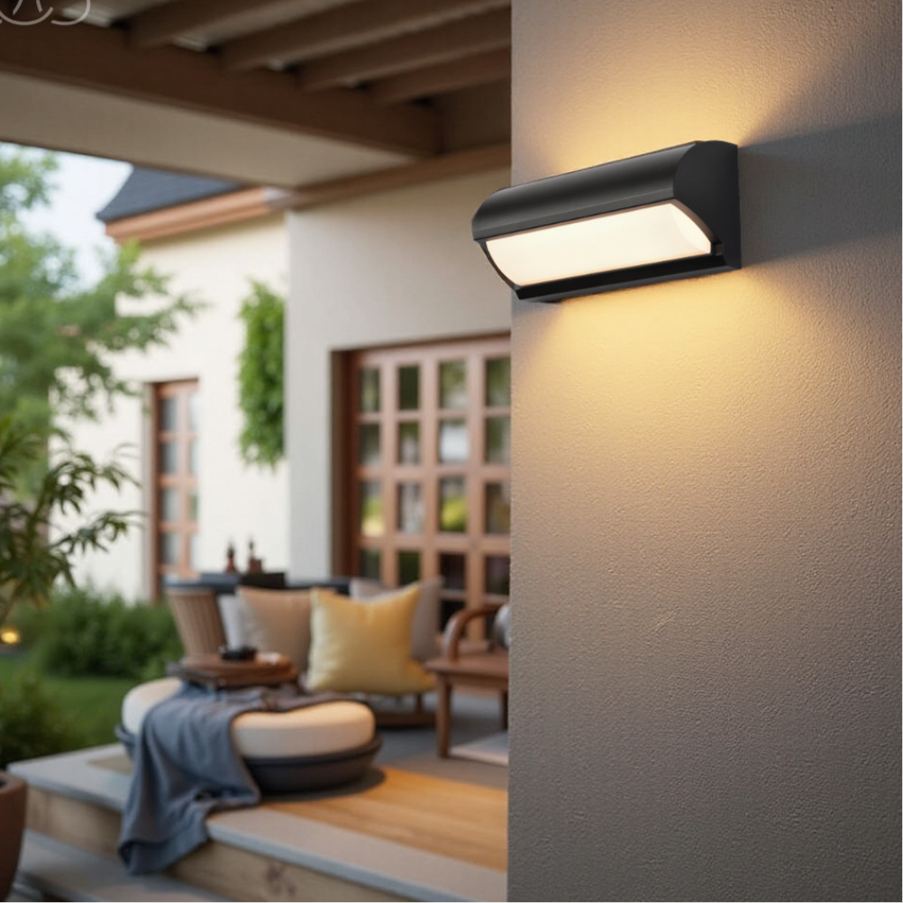 Mosrugs | Modern Black Outdoor LED Wall Light – Weatherproof Warm Lighting for Garden, Patio & Entryways