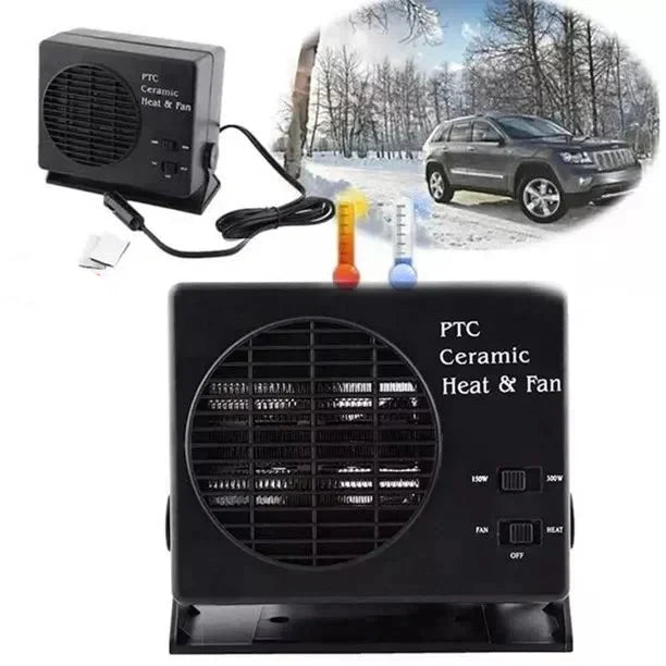 Mosrugs | 12V Ceramic Car Heater Fan | 150W-300W | Portable Defroster w/ Automatic Thermostat