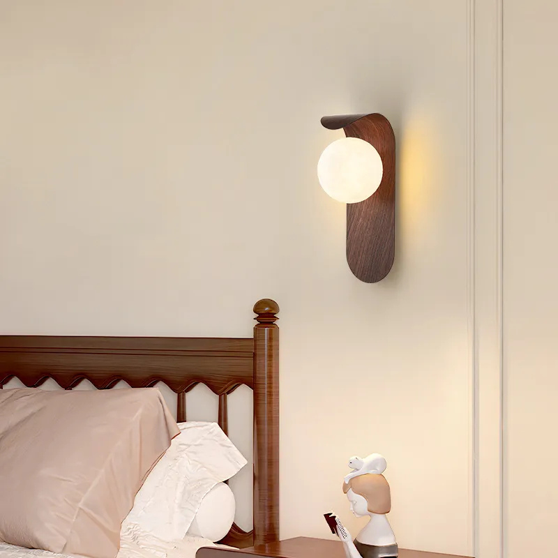 Mosrugs | LuxeWood – Chic Walnut Wall Lamp for Unique Ambiances