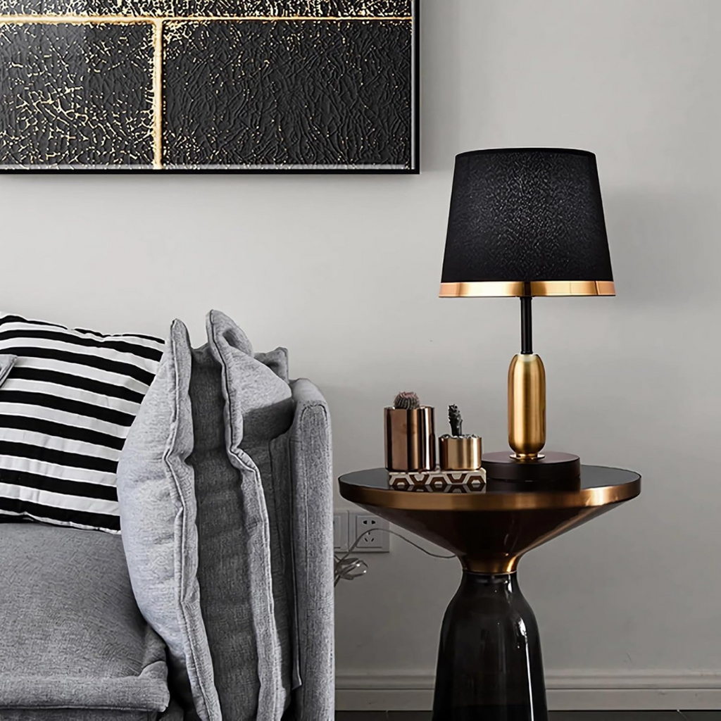 Mosrugs | Lumivara Modern Black Fabric Table Lamp – Elegant Home Lighting