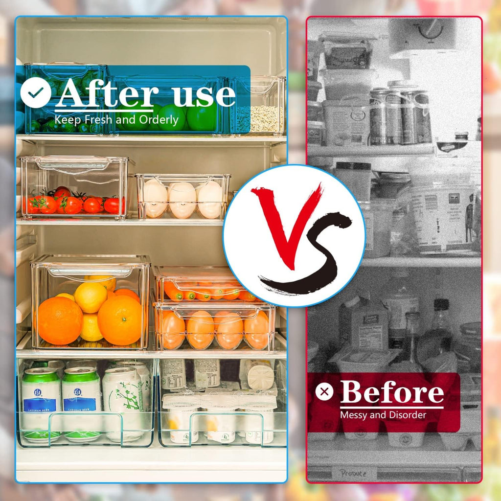 Mosrugs | Stackable Fridge Organiser Set – 10 Clear Storage Boxes for Freshness & Kitchen Order