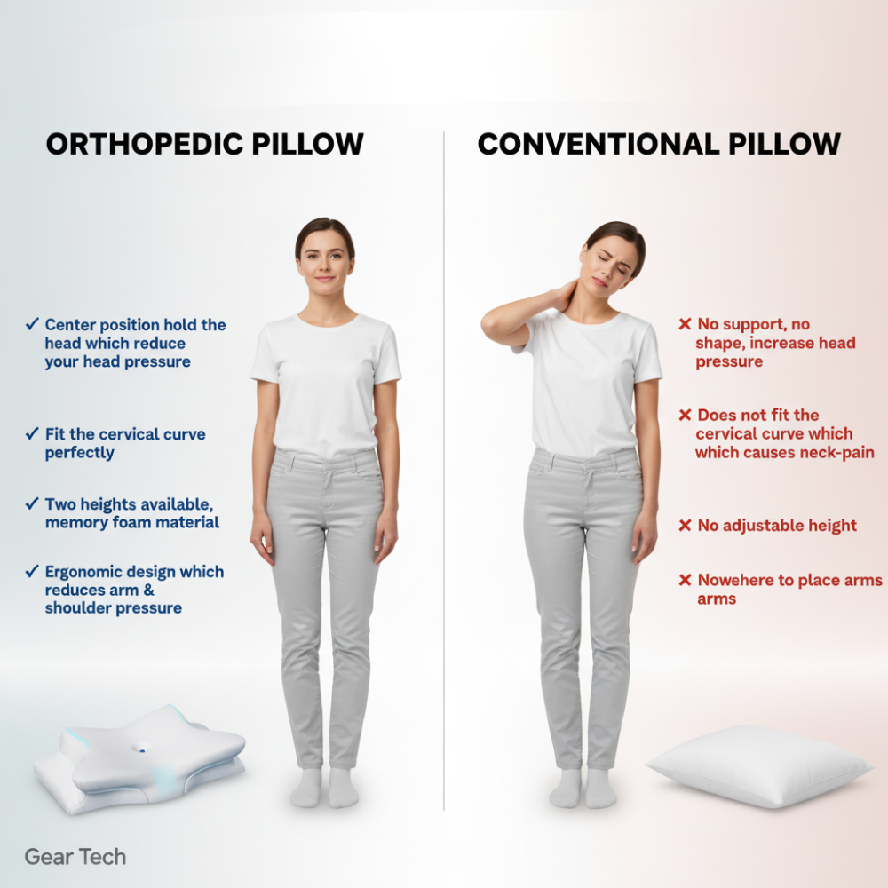 Mosrugs | Pillow for Side & Back Sleepers – Orthopedic Memory Foam Pillow for Neck & Shoulder Pain Relief and Perfect Sleep Alignment