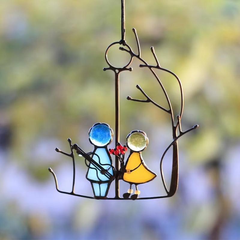 Mosrugs | Stained Glass Sun Catcher – Hand-Painted Hanging Angel Window Ornament