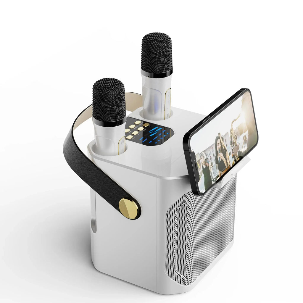 Mosrugs | Karaoke Bluetooth Speaker – 360° Surround Wireless Subwoofer with Dual Mics