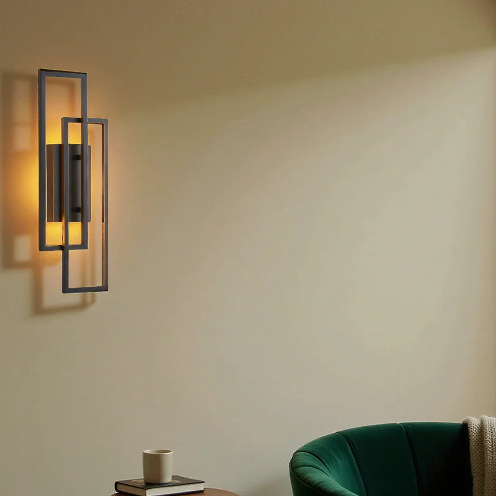 Mosrugs | Modern Geometric LED Wall Light – Rectangle Design with Remote Dimming (Black or Copper Finish)