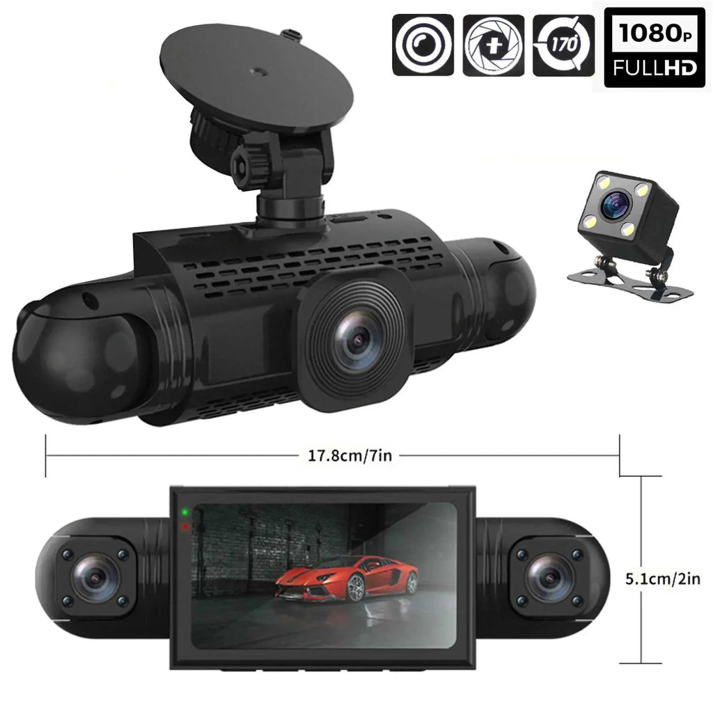 Mosrugs | 360° Car Dashcam | DashGard Pro CX360 | Full HD Driving Recorder with Night Vision & Parking Monitor