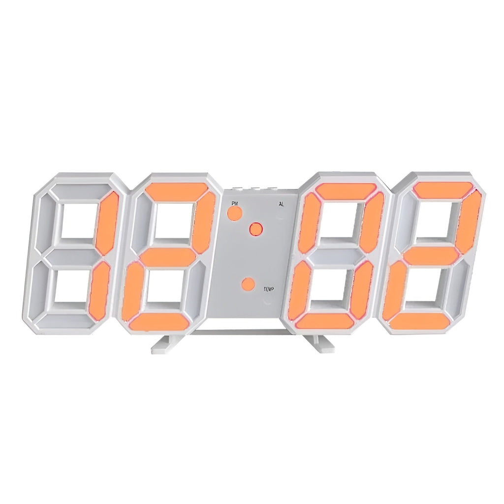 Mosrugs | PixelTime Clock – Modern 3D LED Digital Wall Clock with Temperature, Date & Alarm